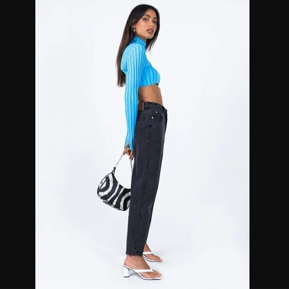 Princess Polly Zaiden Black Straight Leg Denim Jeans 10 - Picture 4 of 11